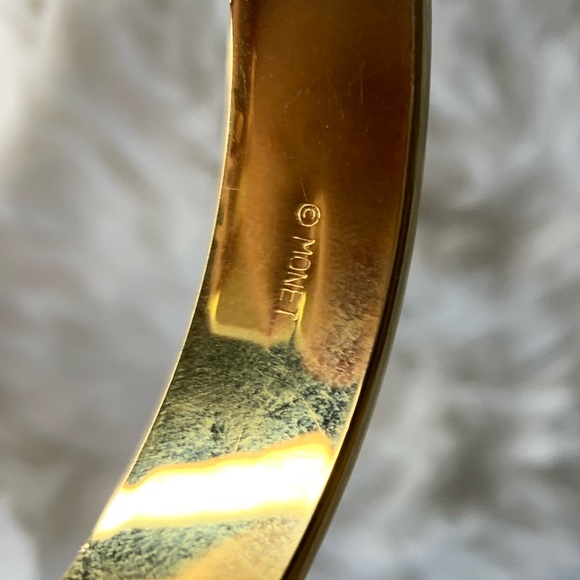 Monet black enamel & gold bangle bracelet - Picture 4 of 5